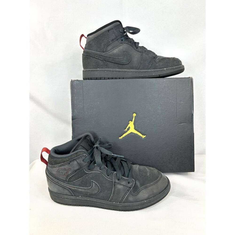 Youth Nike Air Jordan 1 Mid SE Craft (GS) Dark Smoke Gray/Black Sneakers Sz 2Y